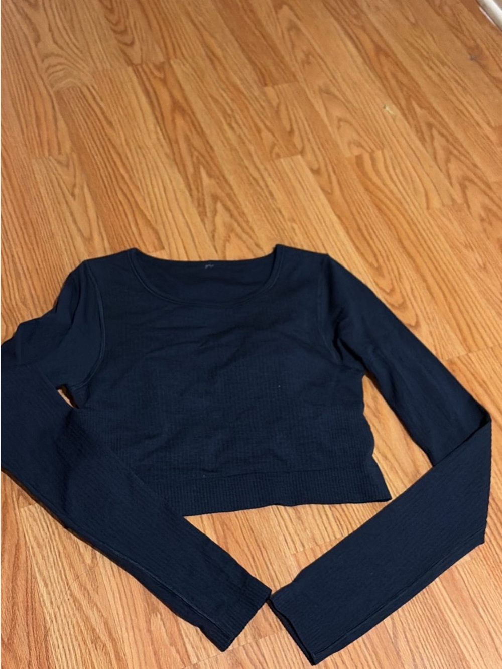 lululemon athletica Navy Ribbed Long-Sleeve Crop Top